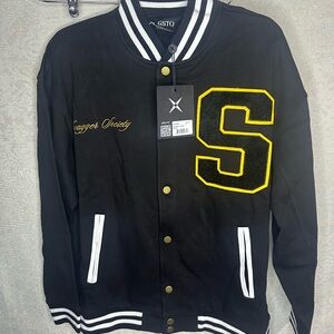 GSTQ Women's Swagger Society Varsity Jacket Black Size Small